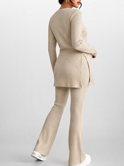 Matching Set Maternity in Ribbed Knit with Long Sleeve Tunic