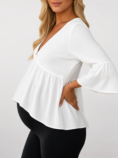 Blouse Maternity with V-Neck and Wide Sleeves for Nursing