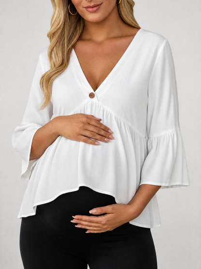 Blouse Maternity with V-Neck and Wide Sleeves for Nursing