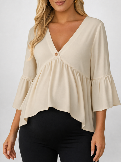 Blouse Maternity with V-Neck and Wide Sleeves for Nursing